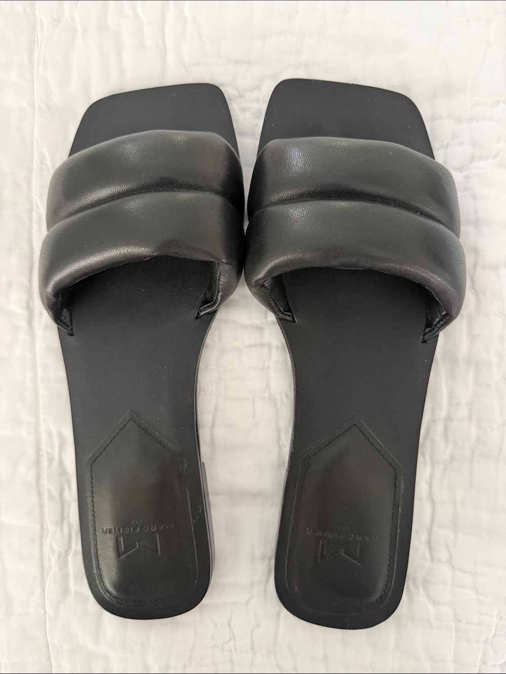 Marc Fisher Black Padded Slide Sandals